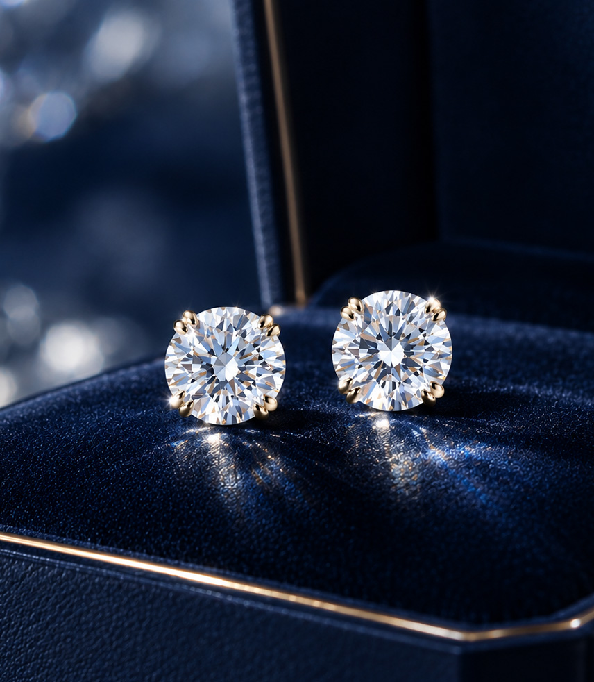 3ct × 2 | 18K Gold Diamond Earrings